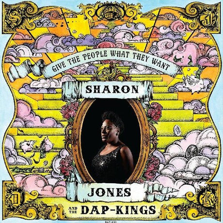Album cover for Sharon Jones and the Dap-Kings with decorative elements and text.