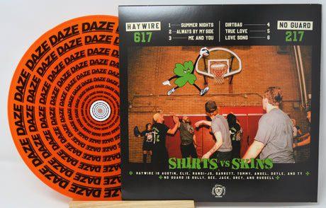 Shirts vs Skins orange DAZE vinyl and basketball-themed album cover featuring Haywire and No Guard