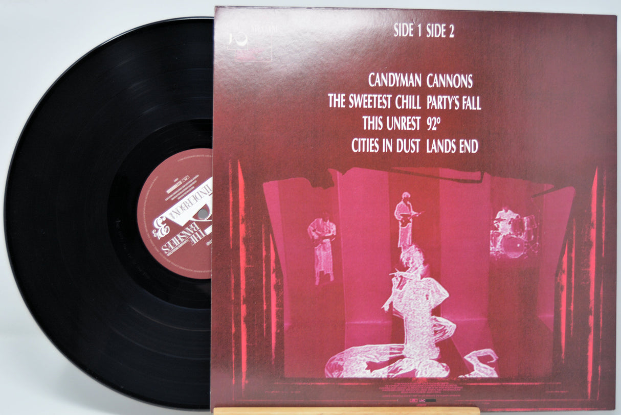 Vinyl record 'Siouxsie The Banshees Tinderbox' with a red and black back cover featuring artistic design and text.