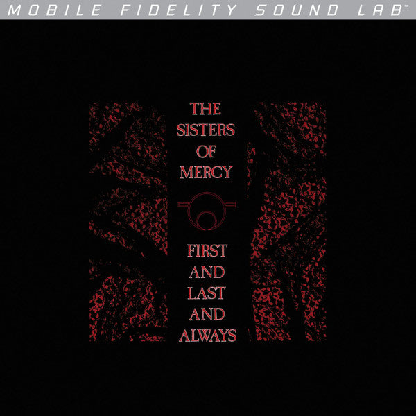 Album cover for 'First and Last and Always' by The Sisters of Mercy with red text on a black background.