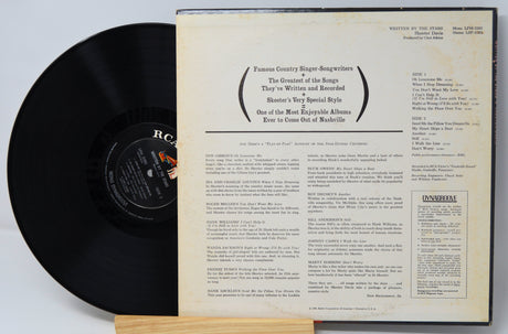 Back cover and vinyl record of Skeeter Davis's 'Written by the Stars' LP with tracklist and album notes