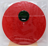Red vinyl record with 'Sleep' album cover and green label in clear packaging.