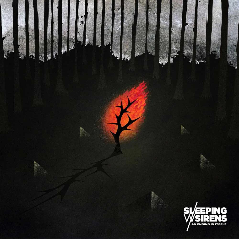 Album cover with a dark forest and a glowing red tree, featuring the band 'Sleeping with Sirens'.