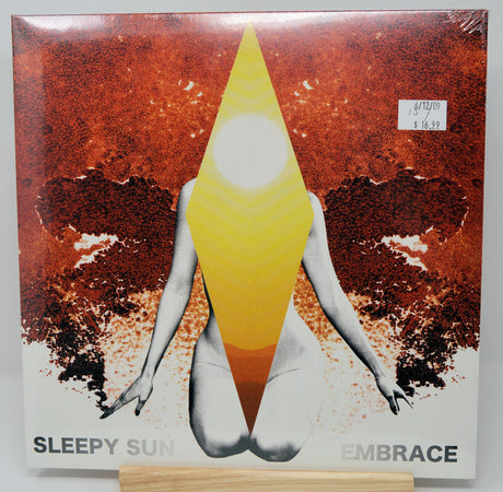 Sleepy Sun Embrace vinyl front cover with surreal art featuring geometric shapes and a human figure