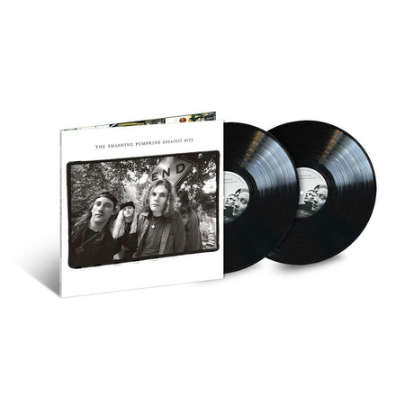 Smashing Pumpkins double vinyl records and front cover 'Rotten Apples: Greatest Hits' showing the band standing under a tree.