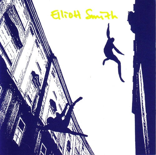 Album cover with silhouettes of people on buildings and the text 'Eliott Smith' in yellow.