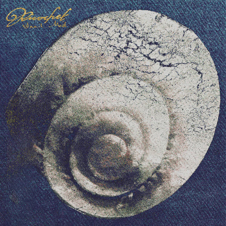 Album cover with a cracked shell design on a blue denim background, featuring the artist's name 'Snail Mail' and title 'Ricochet' at the top.