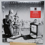 Vinyl record cover for Social Distortion's 'Mommy's Little Monster' with skeleton and child illustration.