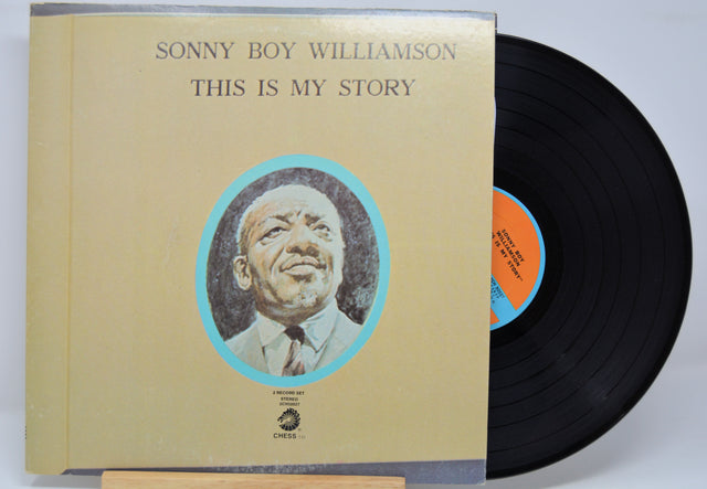 Vinyl record 'Sonny Boy Williamson This Is My Story' with cover featuring a close-up of a person's face on tan background.