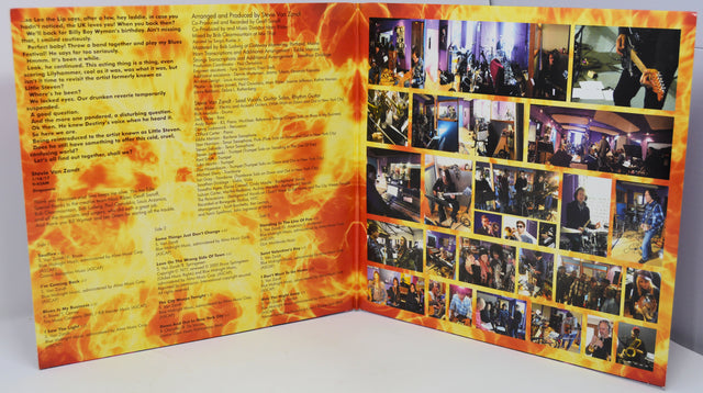 Soulfire vinyl LP gatefold booklet featuring lyrics, credits, and studio photos of Little Steven and band