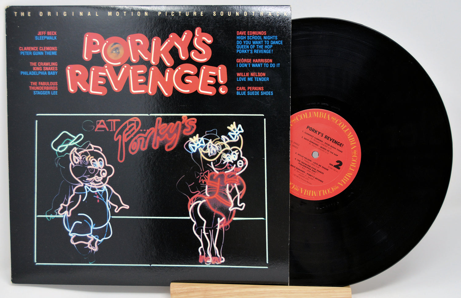 Vinyl record with cover titled 'Porky's Revenge!' on a white background