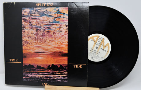 Vinyl record with cover featuring a sunset over water and 'Split Enz' branding.