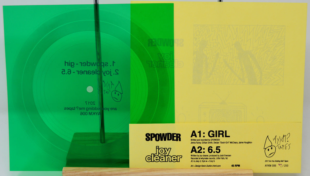 A vintage Joy Cleaner powder cleaning kit box showing two circular green and yellow powder discs, labeled A1: Girl (6.5 oz) and A2: 6.