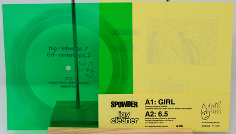 A vintage Joy Cleaner powder cleaning kit box showing two circular green and yellow powder discs, labeled A1: Girl (6.5 oz) and A2: 6.
