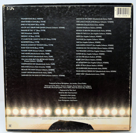 Back cover of a vinyl record set with track listings and album details.