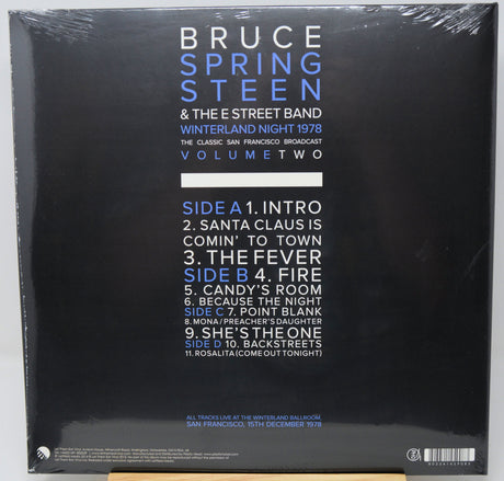 Bruce Springsteen & The E Street Band 'Winterland Night 1978' Volume Two CD album cover, sealed in plastic shrink wrap, photographed against a dark background.