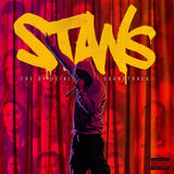 Stans official soundtrack cover featuring a hooded figure with microphone on a red background