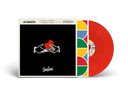 Vinyl record with colorful design and a black label featuring a handshake and heart.