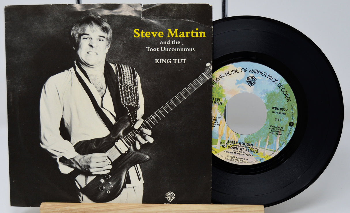Back cover and B-side of Steve Martin King Tut vinyl record with original sleeve
