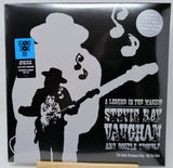 Stevie Ray Vaughan and Double Trouble limited edition double vinyl LP album cover, featuring a black and white graphic silhouette of Stevie playing guitar with a blue Record Store Day sticker on the left.