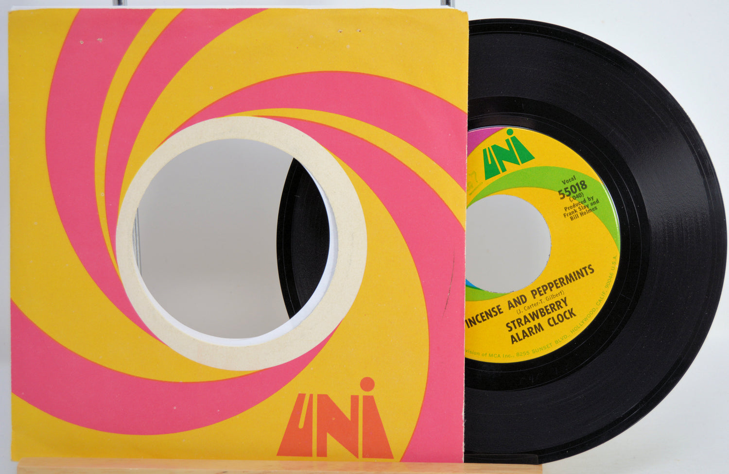 Strawberry Alarm Clock 'Incense And Peppermints' Vinyl record with colorful sleeve featuring the brand 'UNI'.