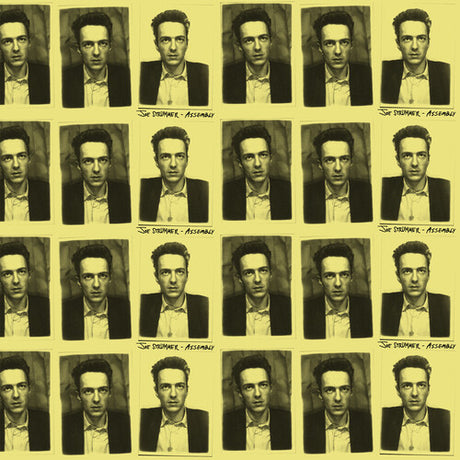 Repetition of a vintage mugshot-style portrait on a yellow background