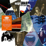 Close-up of Supergrass The Strange Ones 1994–2008 album cover with retro collage design