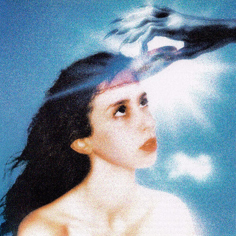Ethereal album cover featuring a woman gazing upward toward a ghostly hand in the sky