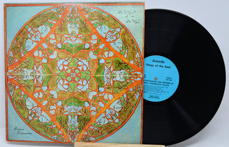 Vinyl record with a colorful geometric cover and visible label.