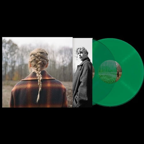 A green vinyl record with a sleeve featuring two black and white images of a person with a braided hairdo in a natural setting.
