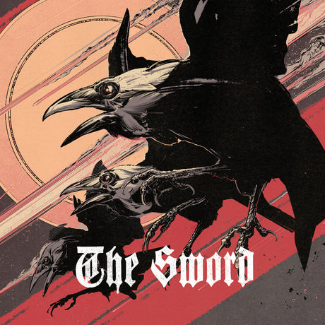 Illustration of two crows with 'The Sword' text on a colorful background