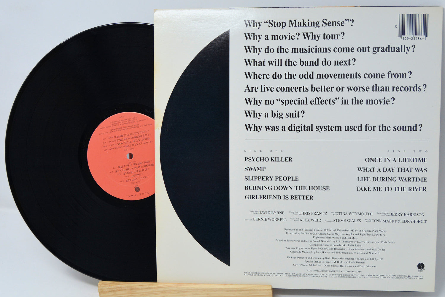 Vinyl record with a question set on the cover