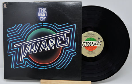 Vinyl record with cover featuring a group of people on a light green background
