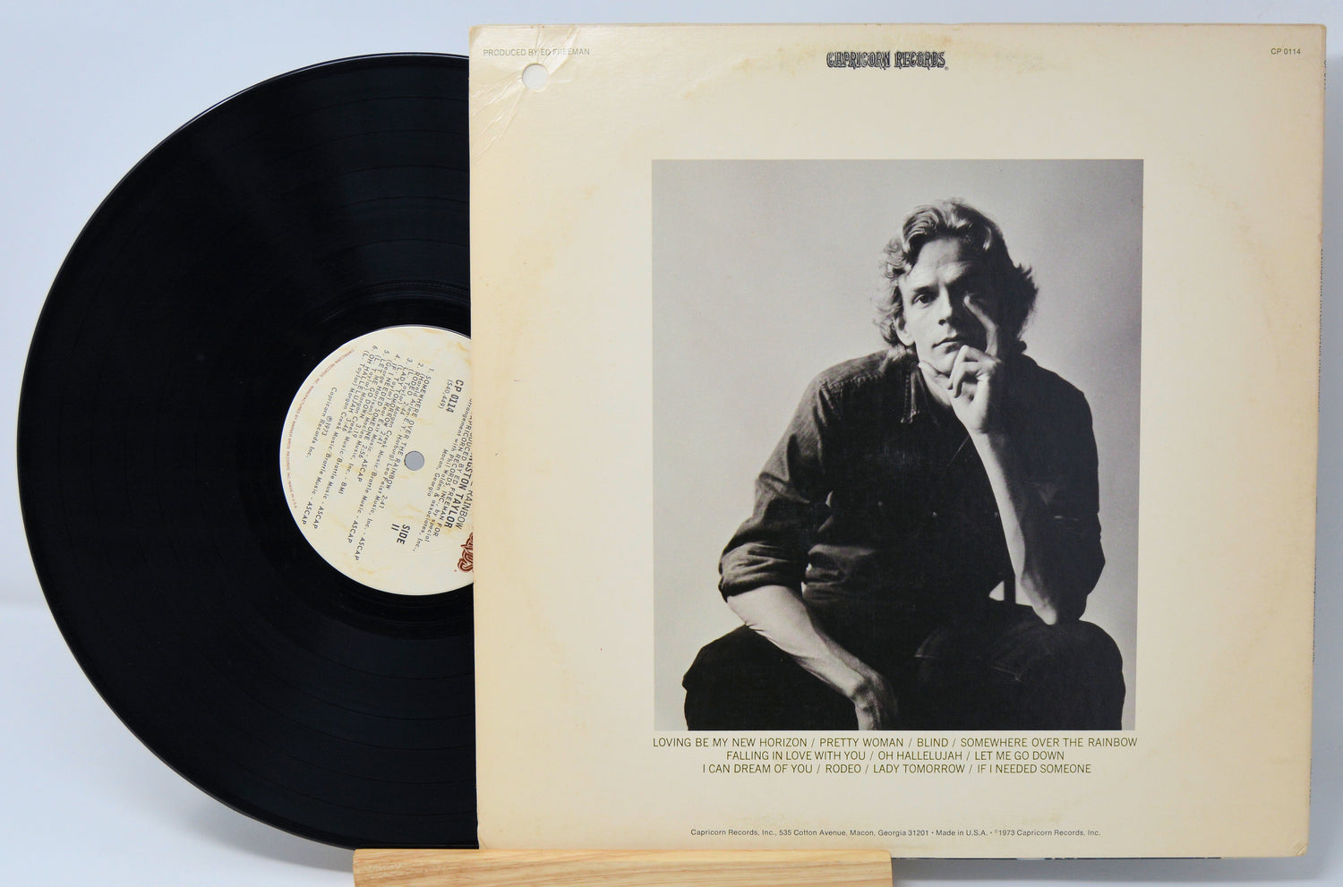 A used vinyl record titled 'Over The Rainbow' by Livingston Taylor, featuring the artist's photo on the cover.