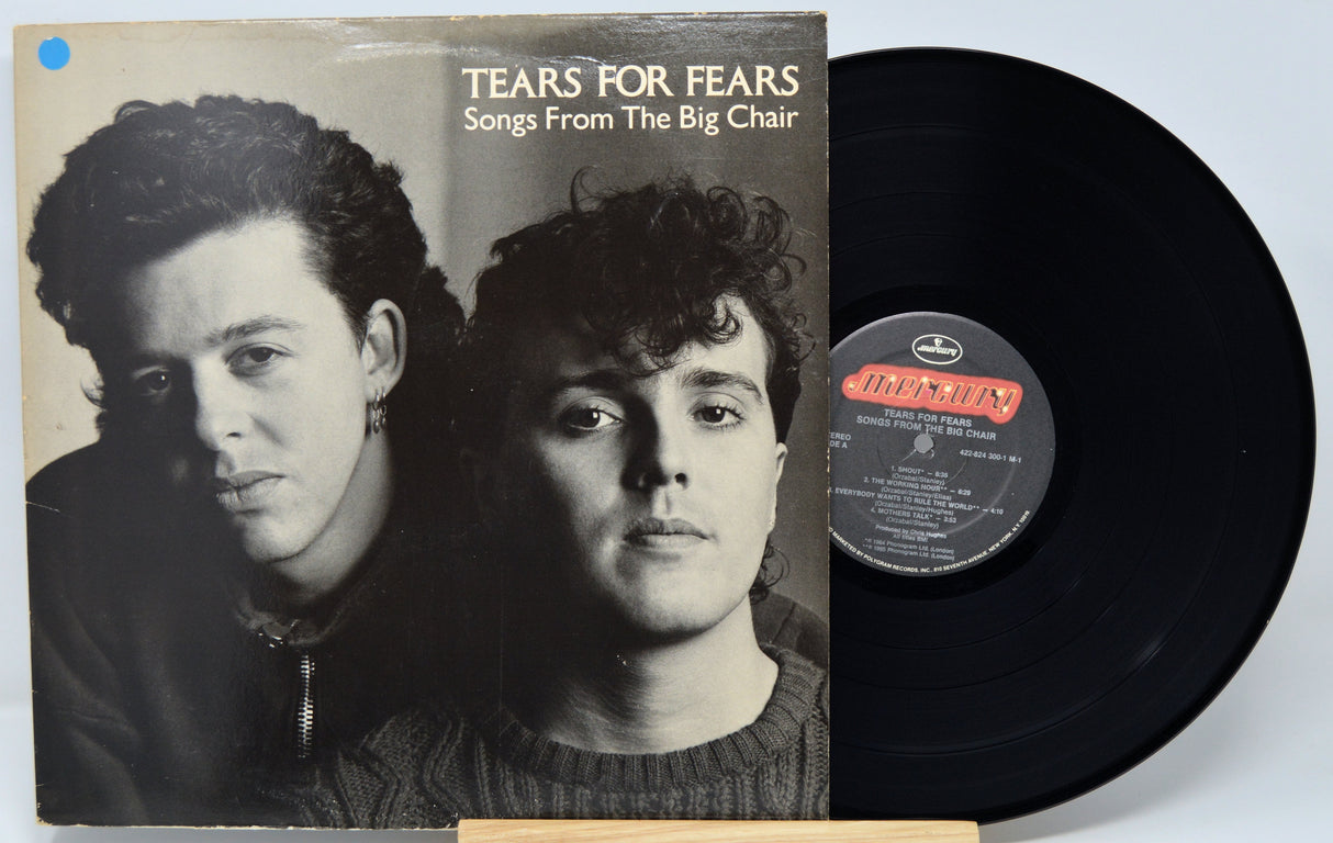 Vinyl record with 'Tears for Fears' album cover showing two faces.