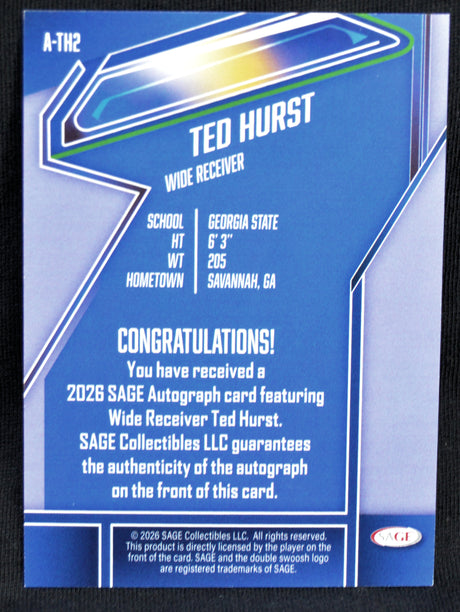 Ted Hurst - Autograph 2026 Sage #'d