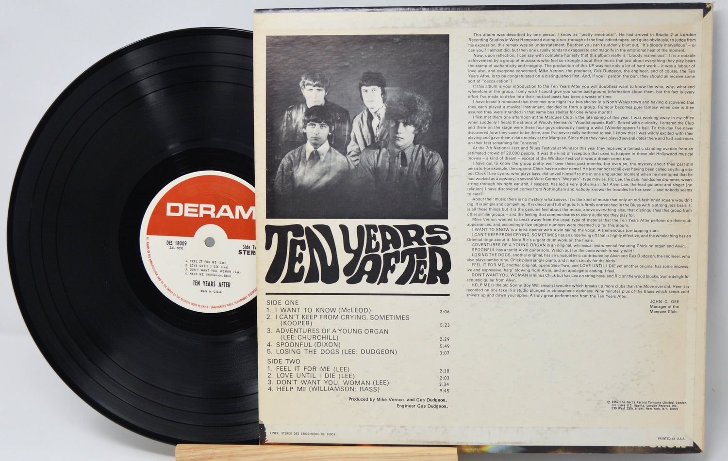 Vinyl record 'Ten Years After - Self Titled' with cover featuring the band on a white background