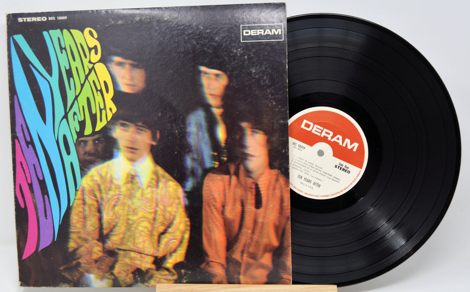 Vinyl record 'Ten Years After - Self Titled' with cover featuring a band and 'Deram' label on a white background