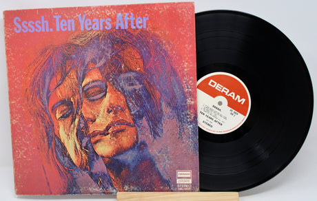 Vinyl record 'Ten Years After Ssssh'  with front cover featuring a stylized portrait and 'Deram' label.