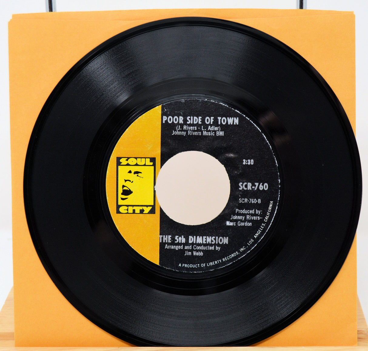 Soul City record of The 5th Dimension's 'Poor Side of Town' 45 RPM single