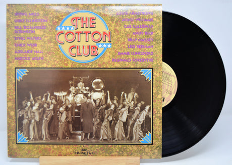 Vinyl record 'The Cotton Club' with a gatefold cover featuring black and white photos and text of musicians.
