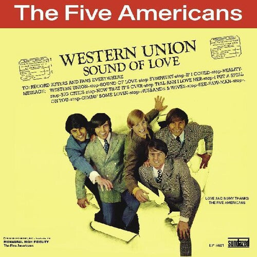 Cover art for The Five Americans' Western Union and Sound of Love album featuring the band members