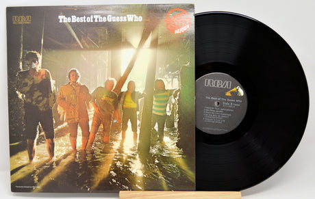 Vinyl record with cover featuring a band in front of a sunlit wall.
