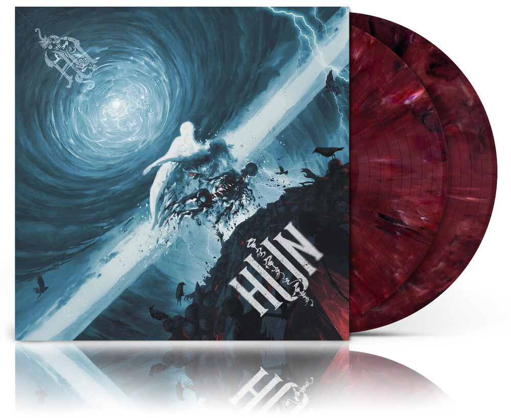 Vinyl record with a stylized cover featuring a person and abstract elements, with 'HUN' branding.