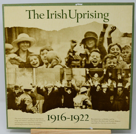 Collage of people with text 'The Irish Uprising 1916-1922' on a beige background