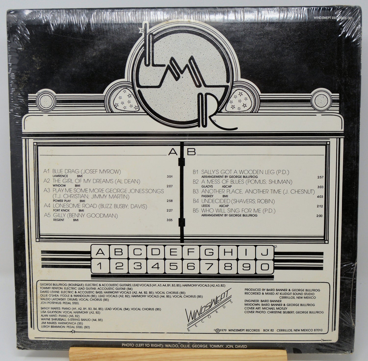 Back cover of The Last Mile Ramblers vinyl album showing tracklist and Windswept Records details