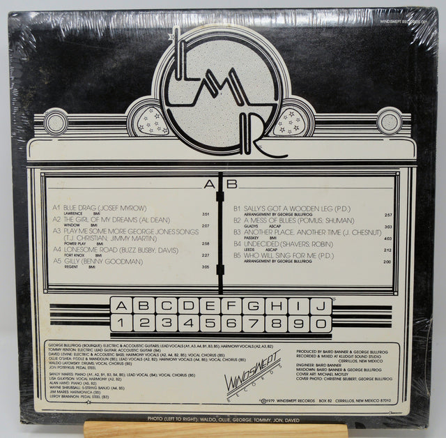 Back cover of The Last Mile Ramblers vinyl album showing tracklist and Windswept Records details