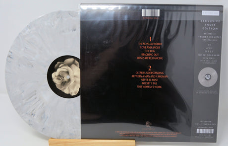 Back cover and vinyl of Kate Bush's The Sensual World exclusive ash grey edition revealing tracklist and special pressing details