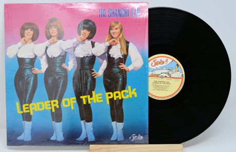 Front cover of The Shangri-Las Leader of the Pack vinyl album featuring the band members in costumes
