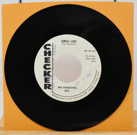 Vintage Checker Records 45RPM single of The Starlettes' Jungle Love, released 1958